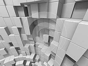 Abstract White Cubes Wall Background