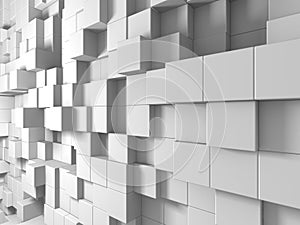 Abstract White Cubes Wall Background