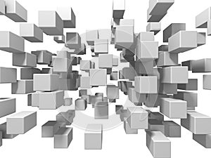 Abstract White Cubes Wall Background