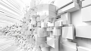 Abstract White Cubic Structure 3D Rendering