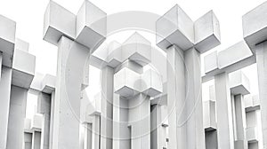 Abstract White Cubic Structure Illustration