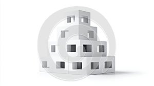 Abstract White Cubic Structure on White Background