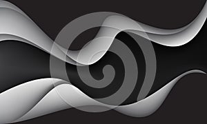 Abstract white curve shadow on black background vector