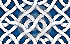 Abstract White Interwoven Pattern on Blue