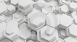 Abstract White 3D Hexagonal Geometric Background