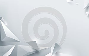 Abstract white 3d polygonal background. Vector illustration.