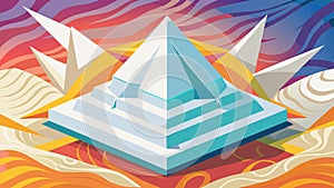 Abstract white 3d pyramids background. Vector illustration
