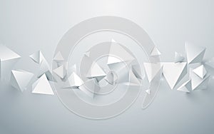 Abstract white 3d pyramids background. Vector illustration