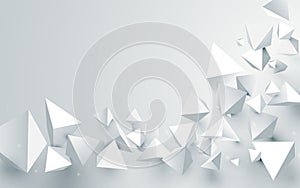 Abstract white 3d pyramids chaotic background. Vector illustration photo