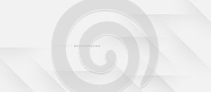 Abstract white diagonal geometric background. Abstract clean horizontal banner. Vector