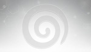 Abstract white dynamic hexagon geometric shape elements on gray gradient background. Vector