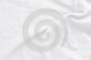 Abstract white fabric cotton texture top view flat lay background.