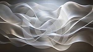 Abstract White Fabric Waves, Gray Background
