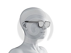 An abstract white female head with sunglasses