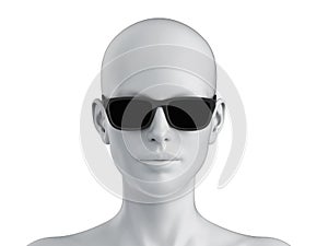 An abstract white female head with sunglasses