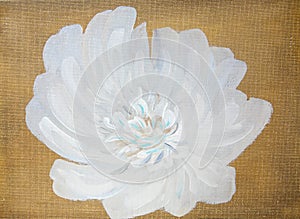 Abstract white flower painted with oil paints