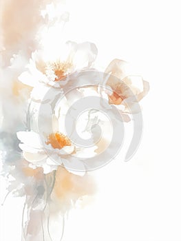 Abstract white flower painting in watercolour