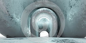 Abstract white futuristic architecture building door 3d render illustration