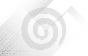 Abstract white geometric square template with halftone decorative. Overlapping for ad, poster, template design background.