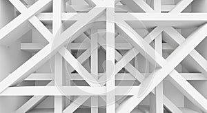 Abstract White Geometric Structure with Intersecting Lines and Planes
