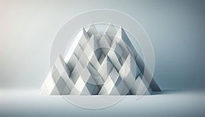 Abstract White Geometric Triangular Peaks Structure, Pyramid Design Landscape, Elegant Minimalist Design, Clean Background