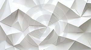 Abstract White Geometric Origami Shapes Create a Textured Background