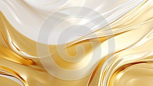 Abstract white and gold fluid metallic texture background design, Hi gloss Generative AI