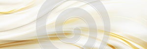 Abstract white and gold silk fabric texture background. Elegant luxury satin cloth with wave. Prestigious, award