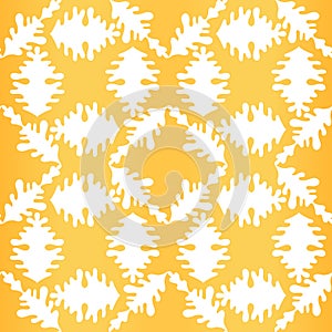 Abstract white and golden background with floral hand drawn ornament. Geometric seamless pattern for wallpaper, web page