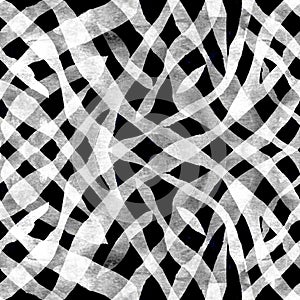 Abstract white gray black striped plaid textured seamless pattern background