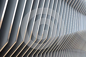 Abstract white gray metal wall, 3D metal futuristic surface, modern building design