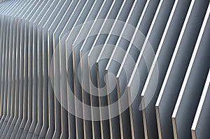 Abstract white gray metal wall, 3D metal futuristic surface, modern building design