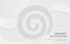 Abstract white and gray wavy gradient color curve background with dots