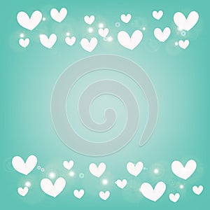 Abstract white heart on blue background