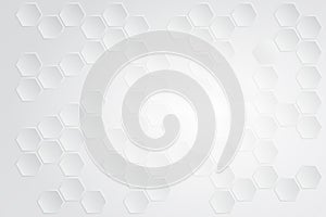 Abstract white hexagon background with shadow. Hex object space for create Cover or Banner in world wide web.