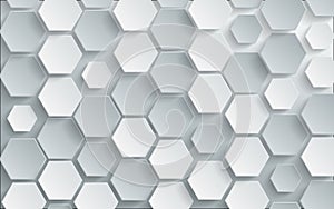 Abstract white hexagon background. vector design