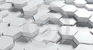 Abstract white hexagonal geometric pattern background