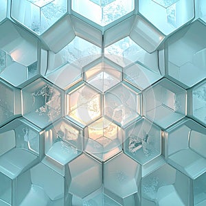 Abstract White Hexagonal Pattern with Soft Lighting and Reflective Texture