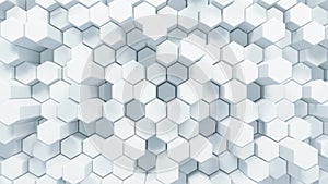 Abstract White Hexagonal Waving Surface Sci-Fi Background, 3d Loopable Animation 4k
