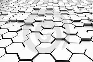 Abstract white hexagons 3d rendering background