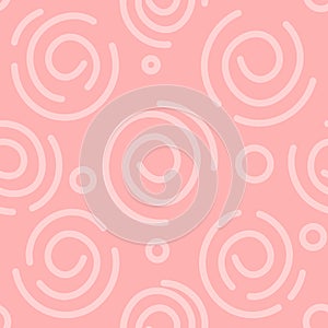Abstract white and light pink spiral background. Vector seamless pattern. Simple design. Seamless vector texture. Paper