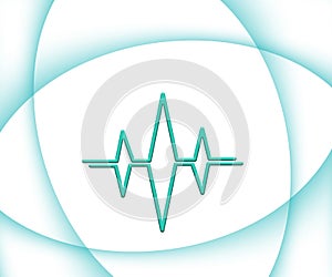 Abstract White Medical Lab Cardiograph Theme Background with Turquoise wavy curves