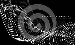 Abstract white mesh particles wave curve overlap technology network digital on black background vector