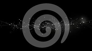 Abstract White Network of Connected Dots on a Black Background