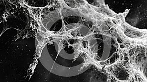 Abstract White Network Structure on Black Background