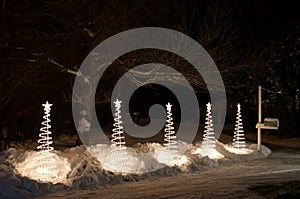 Abstract white outdoor Christmas decorations