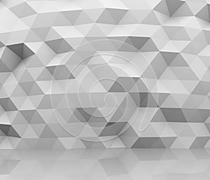 Abstract white polygon wall 3D background