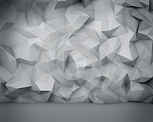 Abstract white polygon wall background.