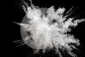 Abstract white powder explosion. photo