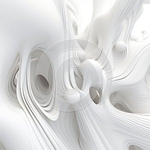 Abstract White Shapes And Swirls Organic Formations And Otherworldly Landscapes